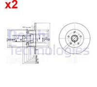 2X DELPHI Bremsscheibe Für VW Transporter Caravelle T3 291407343
