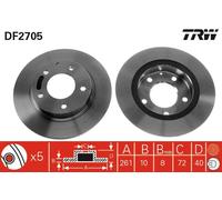 2X DF2705 TRW Bremsscheibe für EUNOS,FORD ASIA & OCEANIA,FORD AUSTRALIA