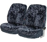 2x echt Fell LAMMFELL-Sitzbezug ANTHRAZiT feste Wolle Autositzbezug universal