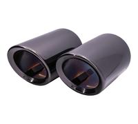 2x Edelstahl Schwarz Chrom Auspuffblenden Endrohr 140 x 76mm Universal Blende