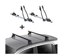 2x Fahrradträger SAGITTAR + Dachträger VDP EVO Stahl kompatibel mit für Peugeot 5008 (No Rails) 5 Türer 2009-2016