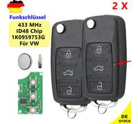 2X FUNK SCHLÜSSEL 433Mhz 1K0959753G FÜR VW GOLF TOURAN CADDY JETTA SEAT SKODA