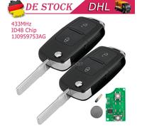 2X Funk Schlüssel 433MHz Fernbedienung +Chip für VW Golf Bora Polo T4 Seat Skoda