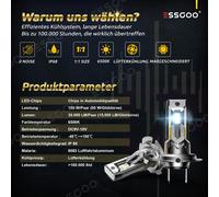 2X H4 H7 H11 H8 H9 H1 Zulassung LED Scheinwerfer 6500K Halogen Fern/Abblendlicht