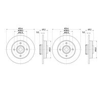 2x Hella Bremsscheiben 244mm Hinten Passend Für Citroën C3 C4 Opel Crossl Bremsscheibe: A.b.s.: 18643 A.b.s.: 18643c Ashika: 61000621c Ate: 2401090