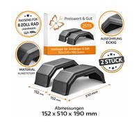 2x Kotflügel Anhänger 152x510x190,5 mm eckig Radkasten für 8 Zoll Rad - Kunststoff - Stoßfest - UV-beständig - stoßfest