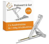 Preiswert & Gut 2X Ausdrehstütze Anhänger - Kurbelstützen, Traglast bis 1.100 kg je Stück, Stahl verzinkt, 597 x 280 x 497 mm, ideal für Anhänger, Wohnwagen & Wohnmobile