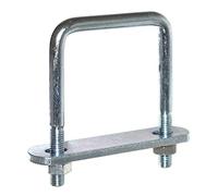 2x Legierter Stahl U-Bügel mit Gegenplatte 100mm Länge x 73mm Breite Zurrbügel M10 Bügelschraube Gewindebügel Bügelschelle Dachbox Befestigung Neu Old-Harvest