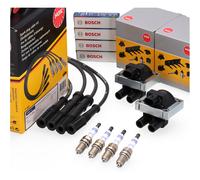 2x NGK Zündspule Kabelsatz 4x BOSCH Zündkerze für FIAT PANDA 169 PUNTO 1.1 1.2