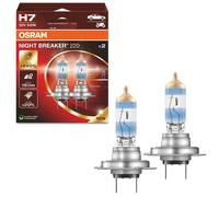 OSRAM NIGHT BREAKER 220, H7, 220% mehr Helligkeit, Halogen-Scheinwerferlampe, 64210NB220-2HB, Faltschachtel (2 Lampen), white