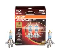 OSRAM NIGHT BREAKER 220, H7, 220% mehr Helligkeit, Halogen-Scheinwerferlampe, 64210NB220-2HB, Faltschachtel (2 Lampen), white