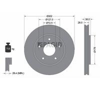 2x PAGID Bremsscheibe außenbelüftet Ø302mm für Chrysler Grand Voyager V RT RG