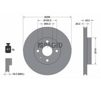 2x PAGID Bremsscheibe innenbelüftet Ø255mm für Toyota Yaris _P1_ SCP1_ NLP1_