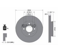 2x PAGID Bremsscheibe innenbelüftet Ø256mm für Hyundai i20 Active GB BC3 BI3