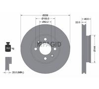 2x PAGID Bremsscheibe innenbelüftet Ø256mm für Hyundai i20 PB PBT Accent III