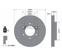 2x PAGID Bremsscheibe innenbelüftet Ø300mm für Hyundai H-1 Travel TQ