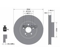 2x PAGID Bremsscheibe innenbelüftet Ø330mm für Mercedes-Benz GLK-Klasse X204