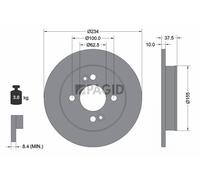 2x PAGID Bremsscheibe voll Ø234mm für KIA Picanto SA TA Hyundai i10 PA I10