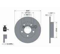 2x PAGID Bremsscheibe voll Ø245mm für Audi A4 8EC B7 8E2 B6 8ED 8E5 Seat