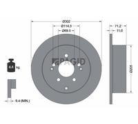 2x PAGID Bremsscheibe voll Ø302mm für Hyundai Santa Fé II CM
