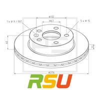 2x Pe Automotive Bremsscheibe 016.654-00A Höhe 60 mm Bremsscheibenart innenbe...