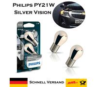 2x Philips PY21W SilverVision 12V 12496SVB2 Blinker Ersatz Chrom Style Lampe