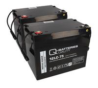 2x Q-Batteries 12LC-75 / 12V - 77Ah Blei Akku Zyklentyp AGM - Deep Cycle VRLA
