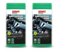 2x SONAX KUNSTSTOFFPFLEGETÜCHER GLÄNZEND BOX KUNSTSTOFF PFLEGETÜCHER JE 25 STÜCK