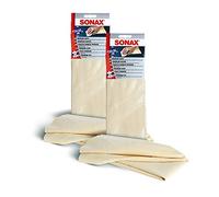 2X SONAX PREMIUMLEDER Leder Naturleder AUTOPFLEGE Tuch FENSTERLEDER TROCKENTUCH