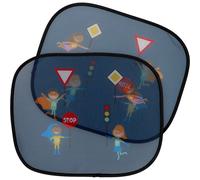 cartrend Auto-Sonnenschutz HERO , schützt vor Hitze und UV-Strahlen, mit Saugnapf, buntes Design für Kinder, 2er Set, blau