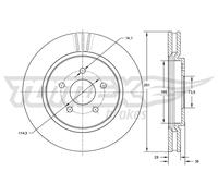 2x TOMEX Brakes Bremsscheibe TX 72-16 für CHRYSLER VOYAGER 4 RG RS VAN CRD SYM53