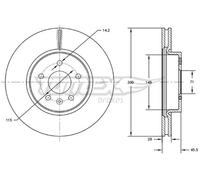 2x TOMEX Brakes Bremsscheibe TX 72-53 für OPEL VAUXHALL GTC P10 CHEVROLET ASTRA