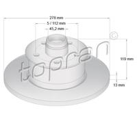 2x TOPRAN 103 263 Bremsscheibe für VW