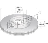 2x TOPRAN 206 120 Bremsscheibe für OPEL