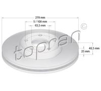2x TOPRAN 304 728 Bremsscheibe für FORD