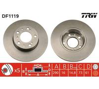 2x TRW Bremsscheibe DF1119 für CITROËN passend für FIAT PEUGEOT