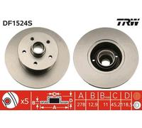 2x TRW Bremsscheibe DF1524S für VW