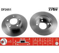 2x TRW Bremsscheibe DF2651 für VW AUDI SKODA 100 A6 PASSAT C5 4B5 3B2 C4 4A2 3C5