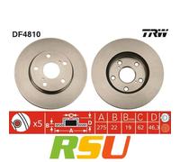 2x TRW Bremsscheibe DF4810 OE/OEM Referenznummer(n) 43512-12670, 43512-02220
