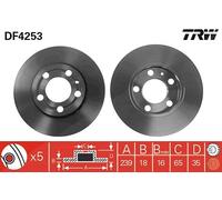 TRW Bremsscheibe df4253 239mm 18mm für VW