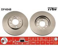 2x TRW DF4048 Bremsscheibe für CHEVROLET OPEL