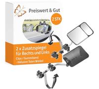 2x Universal Wohnwagenspiegel Auto (E-Typ) für links und rechts, 44x11x16 cm - Zusatzspiegel Außenspiegel Set mit 2 Clips und Gummiband, inkl. Toter-Winkel-Spiegel