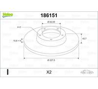2x VALEO 186151 Bremsscheibe für AUTOBIANCHI FIAT FSO LANCIA PININFARINA SEAT