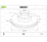 2x VALEO 186551 Bremsscheibe für MERCEDES-BENZ