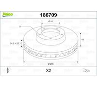 2x VALEO 186709 Bremsscheibe für FORD