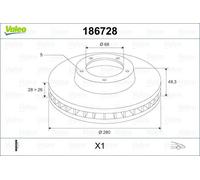 2x VALEO 186728 Bremsscheibe passend für NISSAN