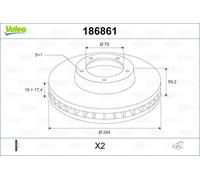 2x VALEO 186861 Bremsscheibe für BMW