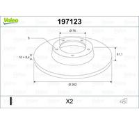 VALEO Bremsscheibe 197123 hinten rechts/links voll 262 mm 10 mm für HYUNDAI KIA