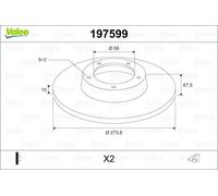 2x VALEO 197599 Bremsscheibe passend für SUBARU
