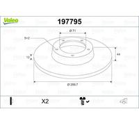 2x VALEO 197795 Bremsscheibe für PEUGEOT